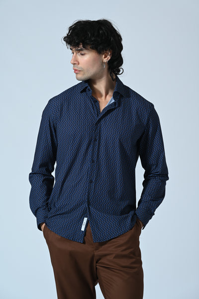 CAMICIA IN TESSUTO TECNICO MICROFANTASIA