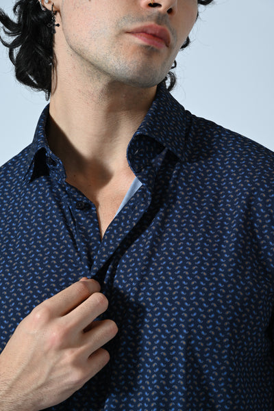 CAMICIA IN TESSUTO TECNICO MICROFANTASIA