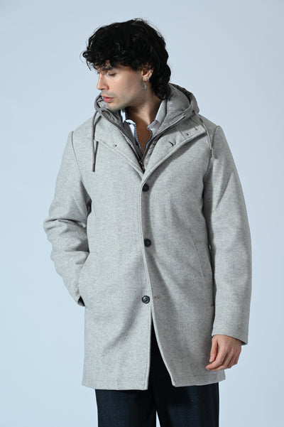 CAPPOTTO CON PETTORINA E CAPPUCCIO REMOVIBILI