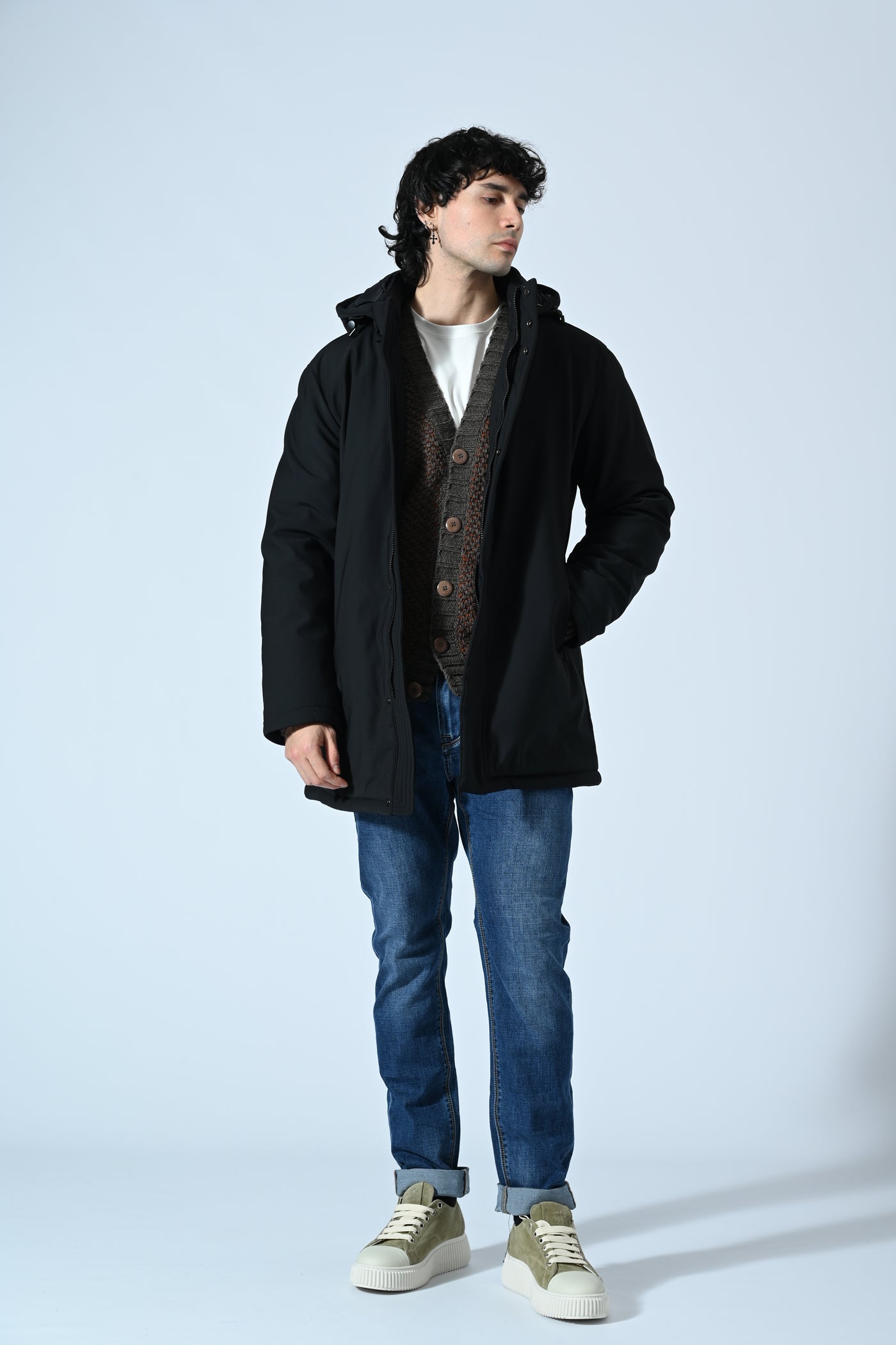 GIUBBOTTO LUNGO TECNICO CON CAPPUCCIO