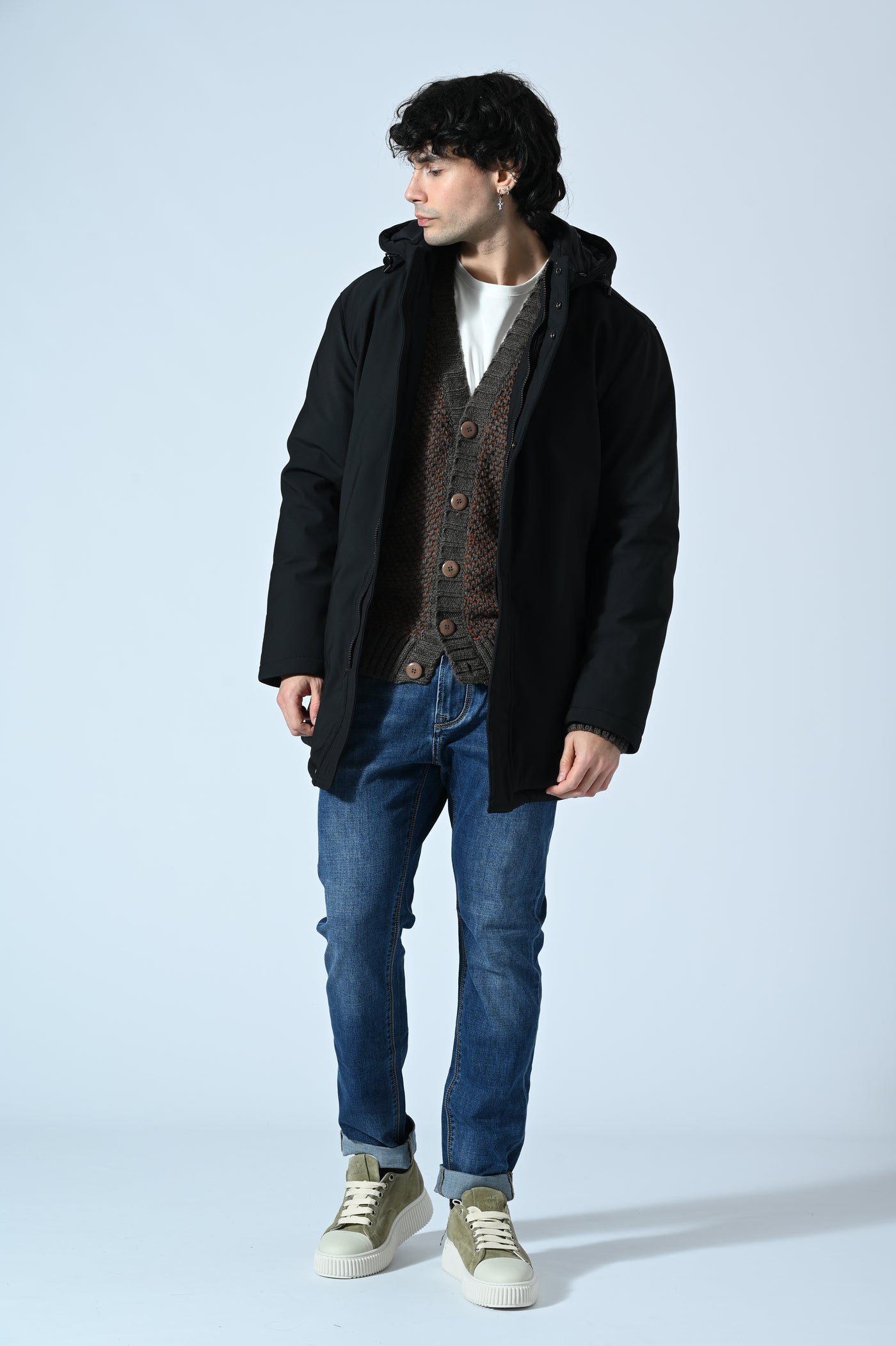 GIUBBOTTO LUNGO TECNICO CON CAPPUCCIO