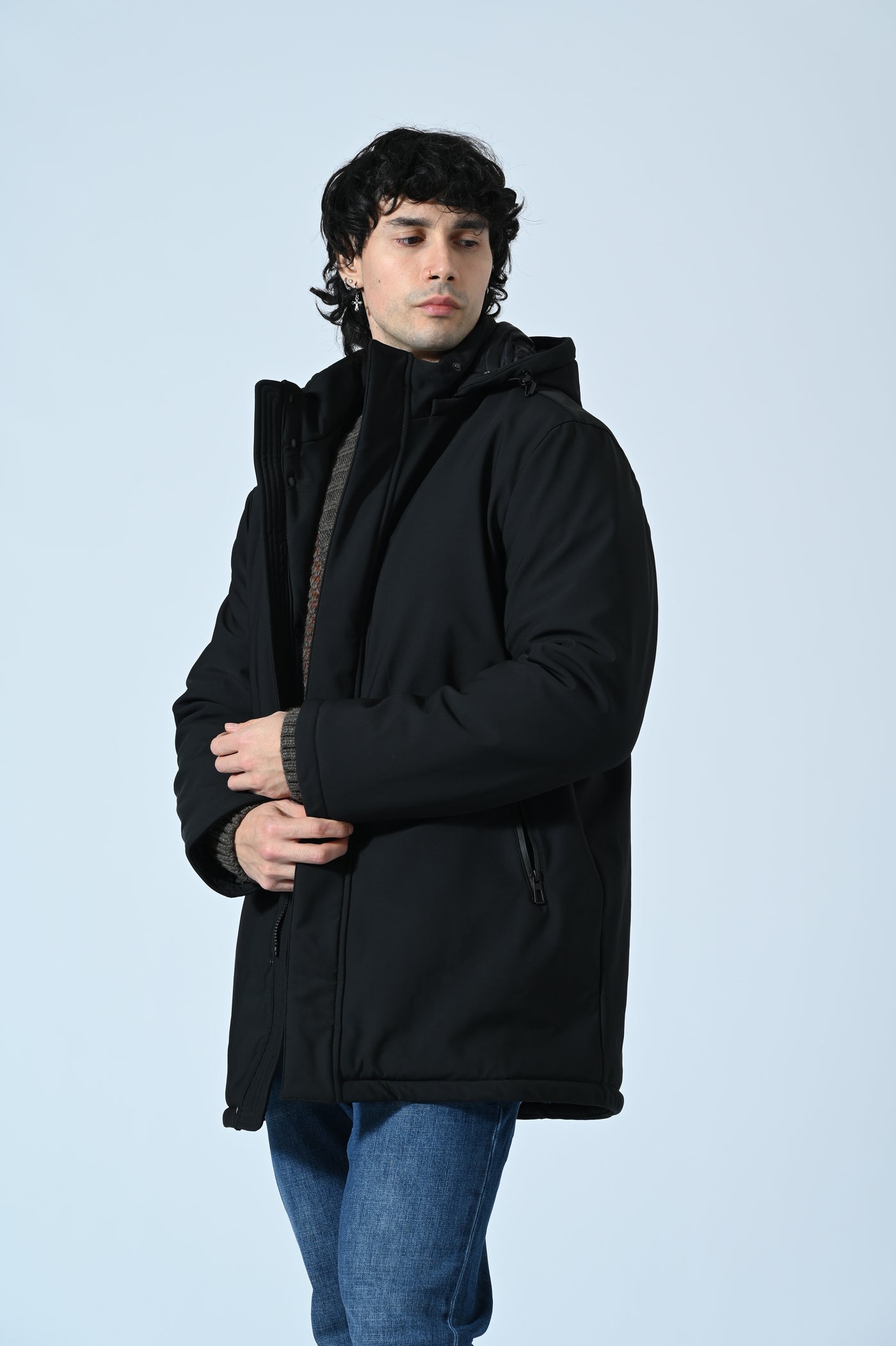 GIUBBOTTO LUNGO TECNICO CON CAPPUCCIO