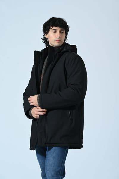 GIUBBOTTO LUNGO TECNICO CON CAPPUCCIO