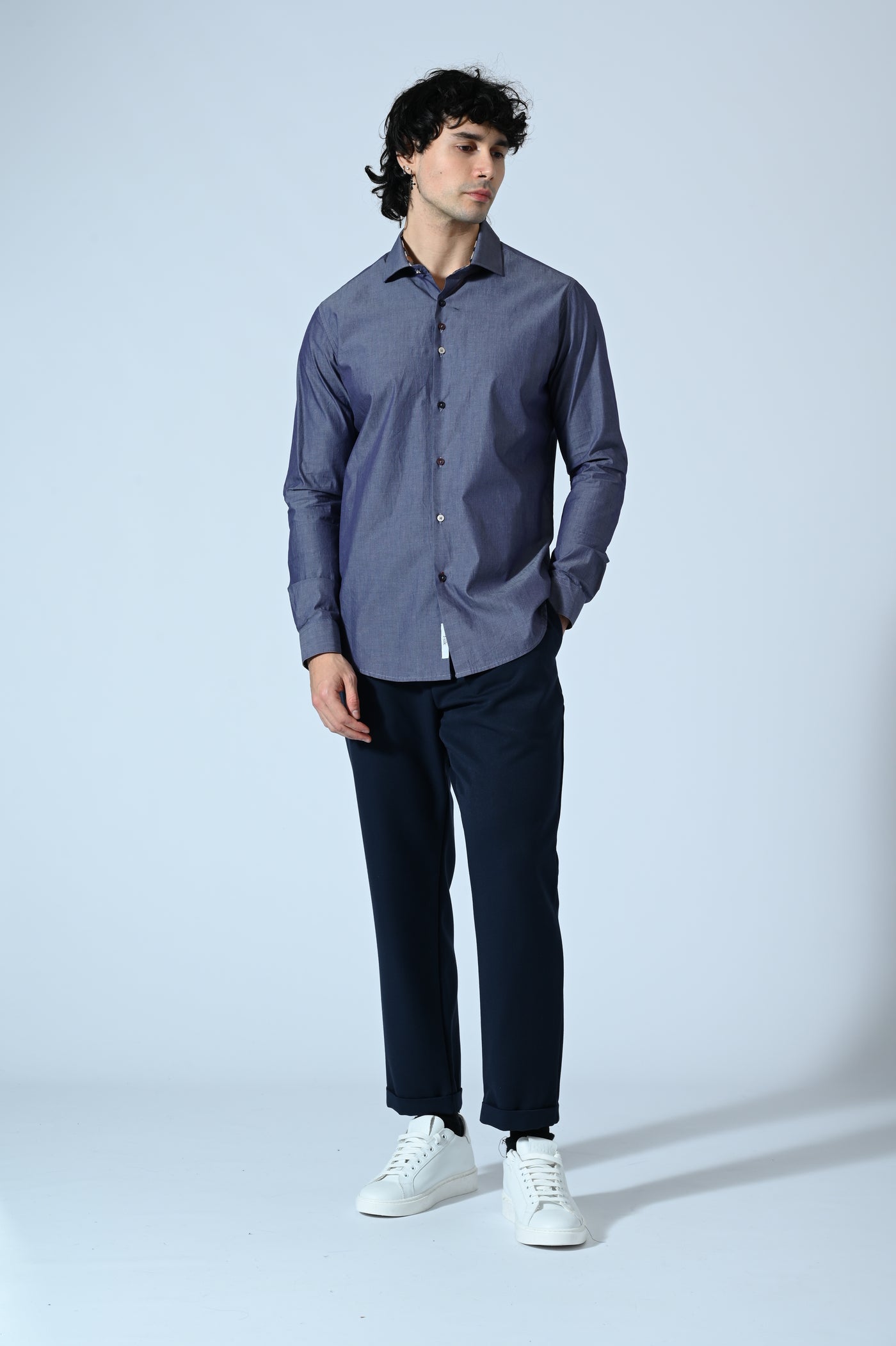 CAMICIA COTONE RIGATA CON INSERTI FANTASIA