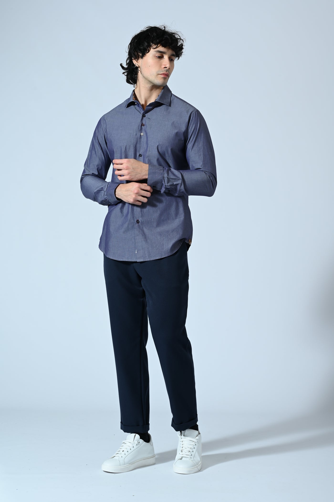 CAMICIA COTONE RIGATA CON INSERTI FANTASIA