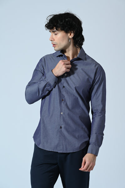 CAMICIA COTONE RIGATA CON INSERTI FANTASIA