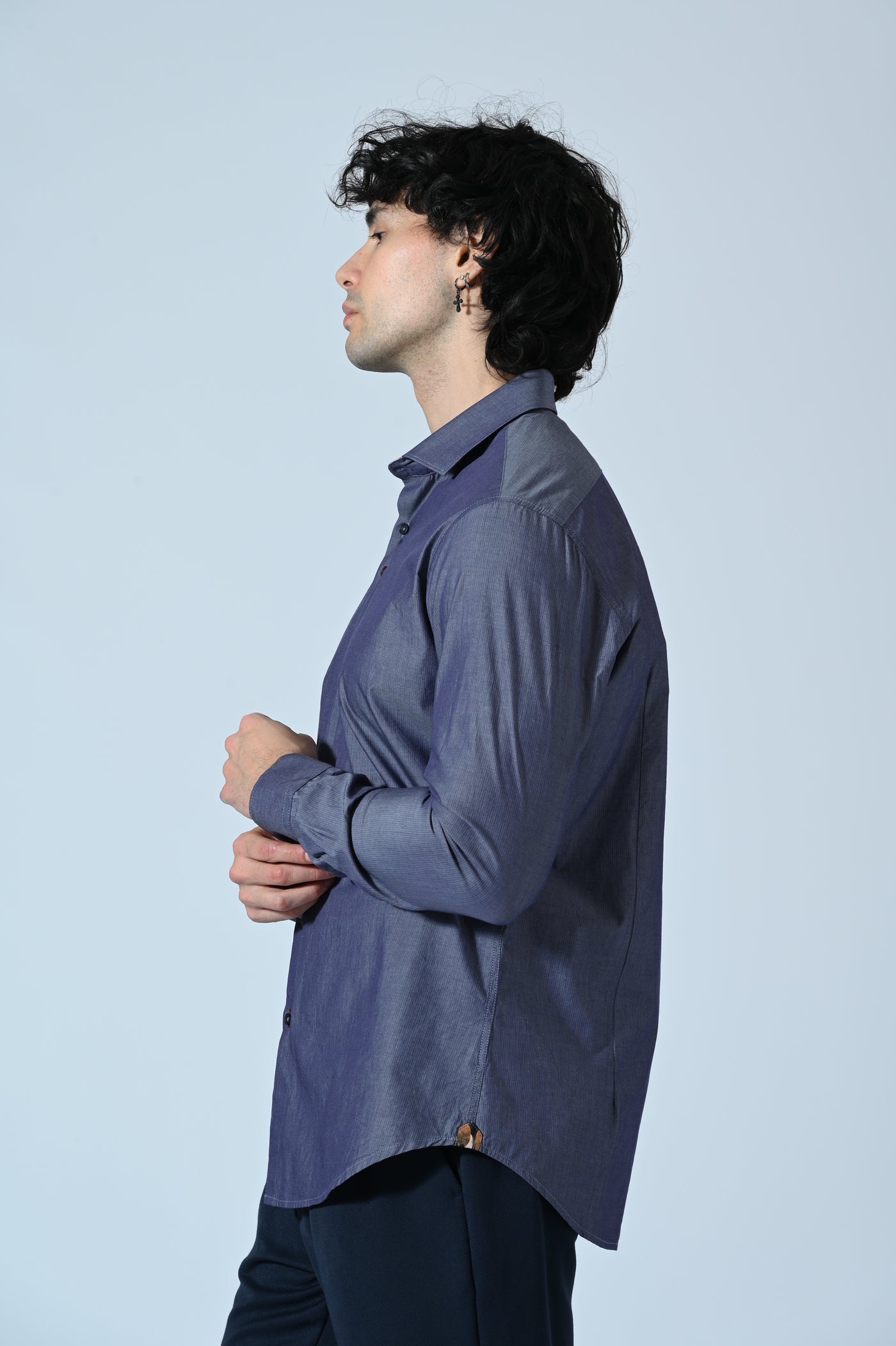 CAMICIA COTONE RIGATA CON INSERTI FANTASIA