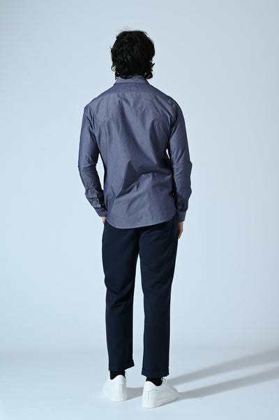 CAMICIA COTONE RIGATA CON INSERTI FANTASIA