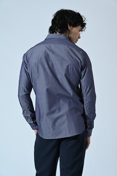 CAMICIA COTONE RIGATA CON INSERTI FANTASIA