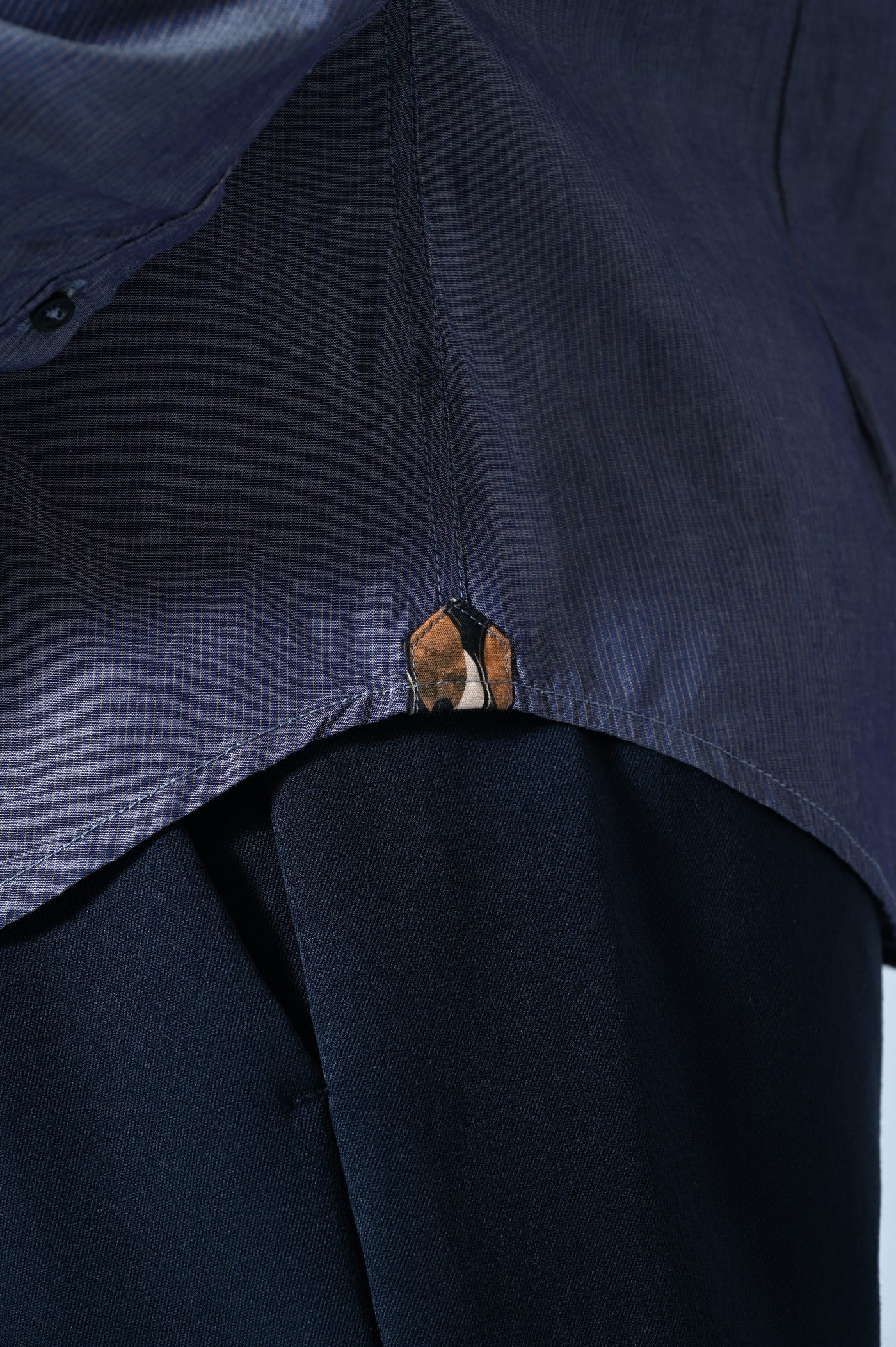 CAMICIA COTONE RIGATA CON INSERTI FANTASIA