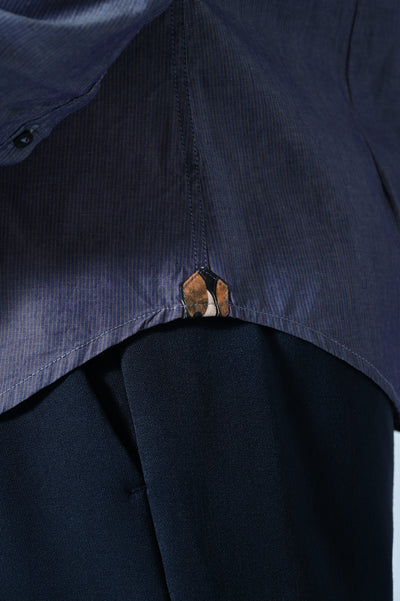 CAMICIA COTONE RIGATA CON INSERTI FANTASIA