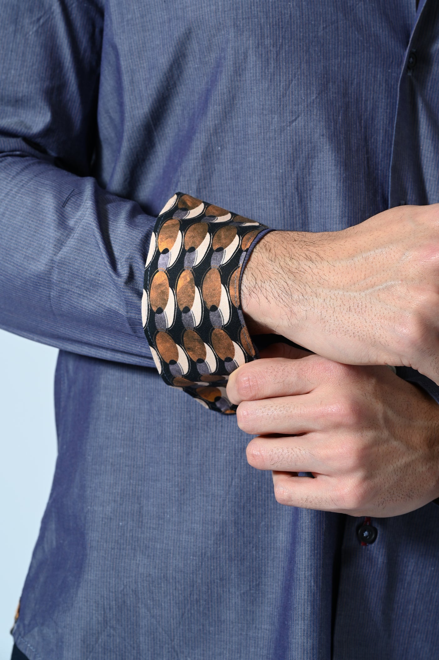 CAMICIA COTONE RIGATA CON INSERTI FANTASIA