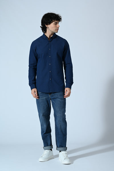 CAMICIA COTONE  IN MICROFANTASIA