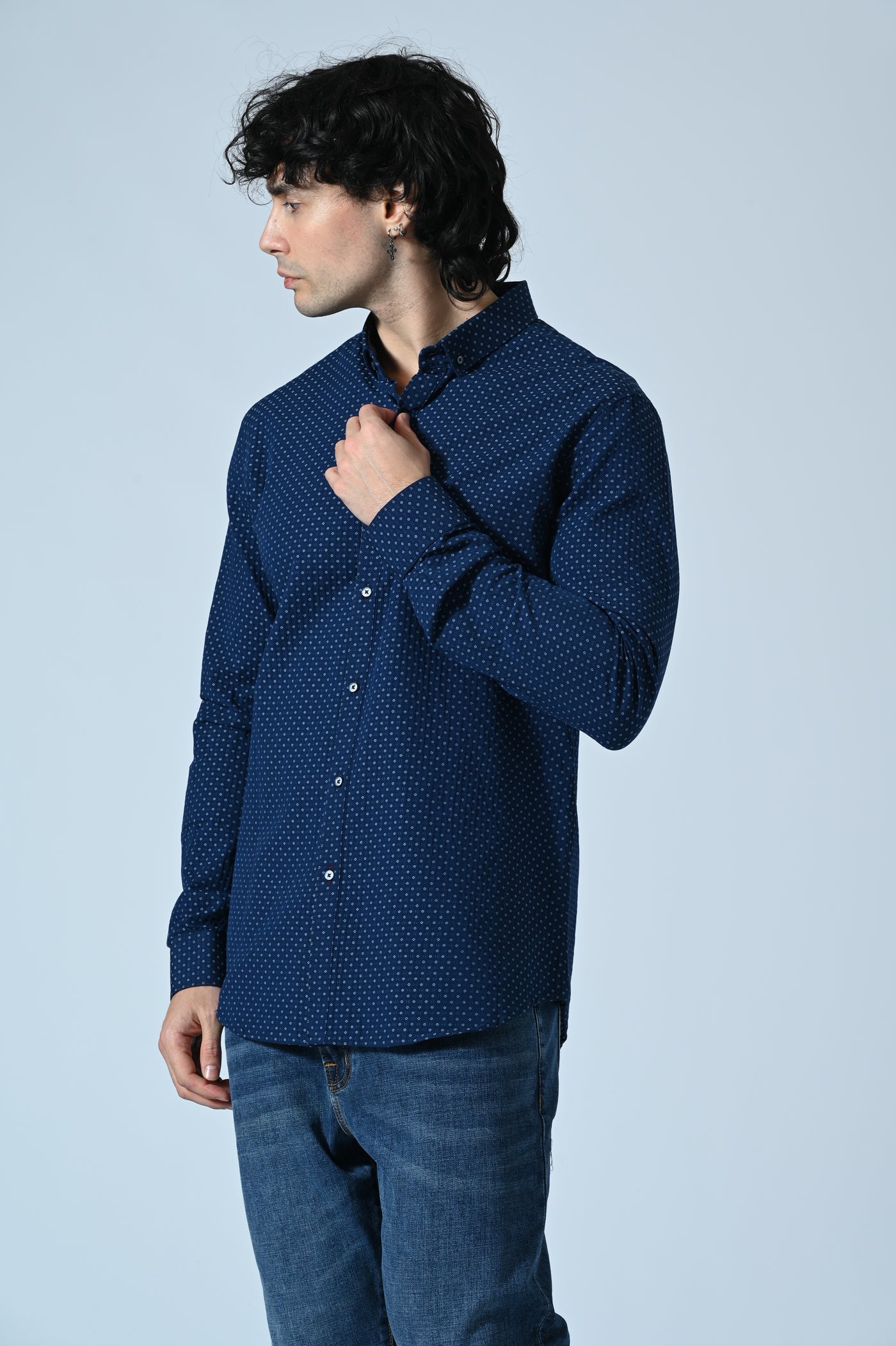 CAMICIA COTONE  IN MICROFANTASIA