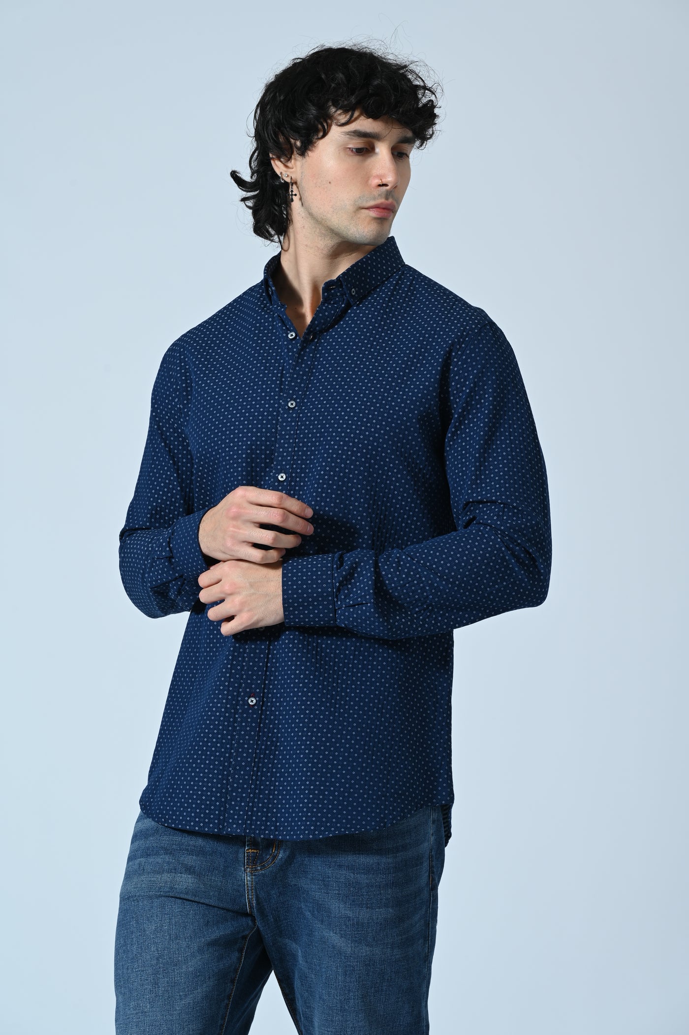 CAMICIA COTONE  IN MICROFANTASIA
