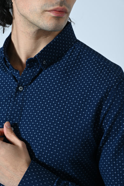 CAMICIA COTONE  IN MICROFANTASIA