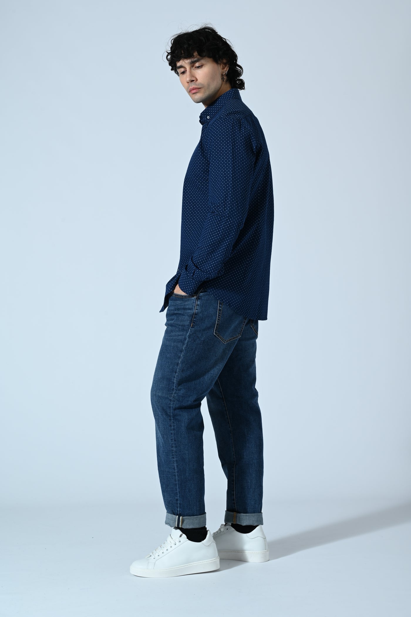 CAMICIA COTONE  IN MICROFANTASIA