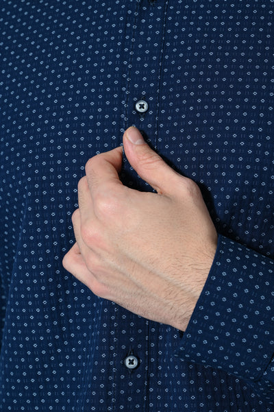 CAMICIA COTONE  IN MICROFANTASIA