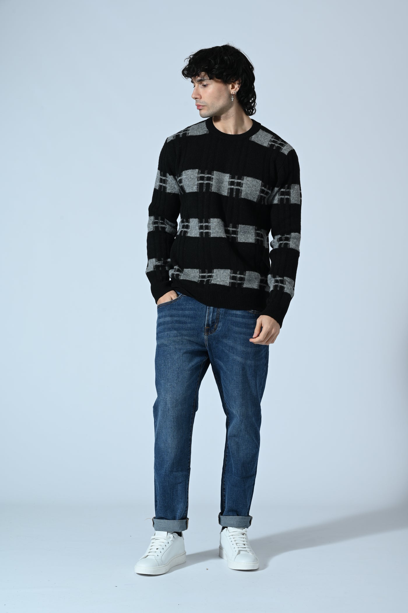 MAGLIA GIROCOLLO JACQUARD