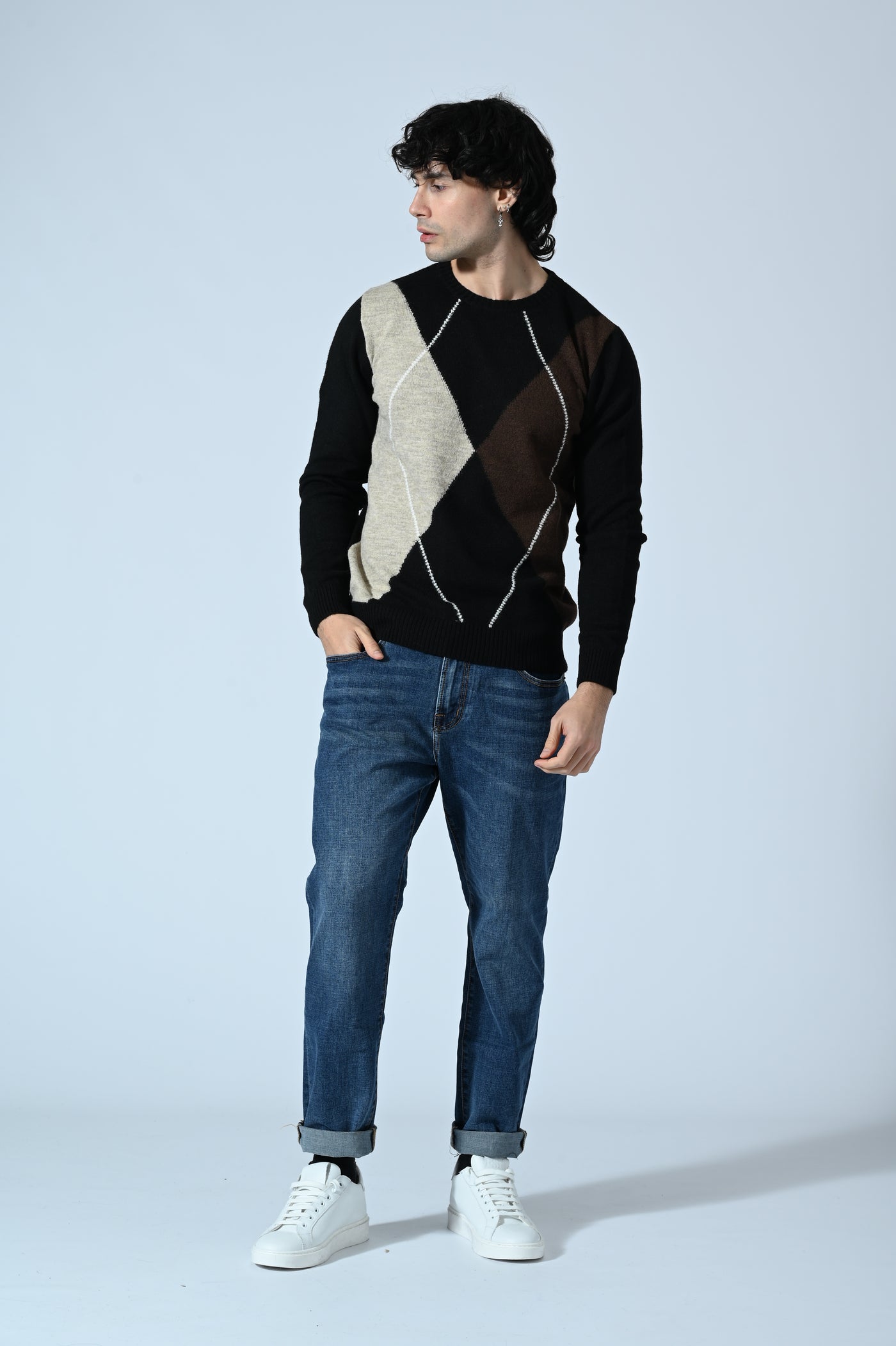 MAGLIA GIROCOLLO CON LOSANGHE