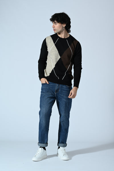 MAGLIA GIROCOLLO CON LOSANGHE