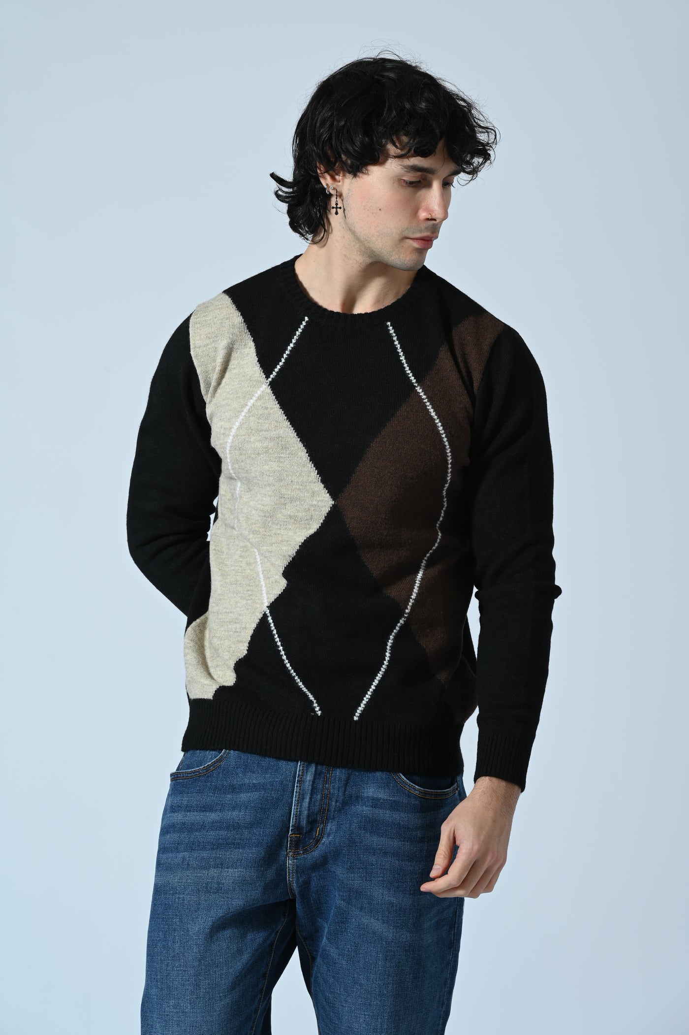 MAGLIA GIROCOLLO CON LOSANGHE