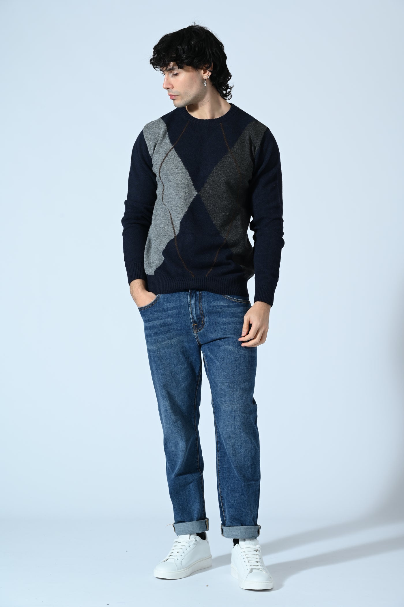 MAGLIA GIROCOLLO CON LOSANGHE