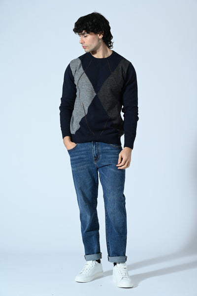 MAGLIA GIROCOLLO CON LOSANGHE