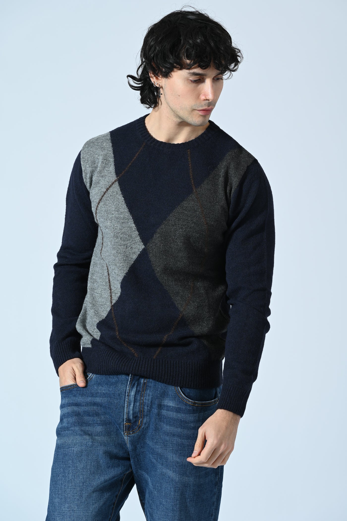 MAGLIA GIROCOLLO CON LOSANGHE