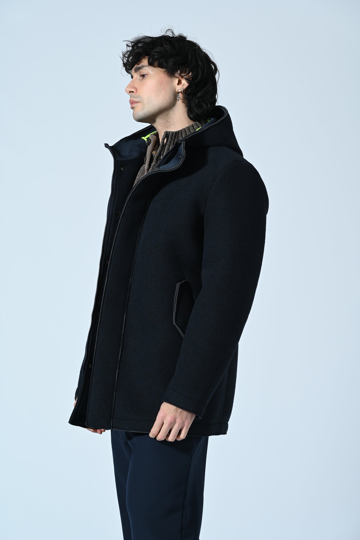 CAPPOTTO CON CAPPUCCIO IN LANA COTTA