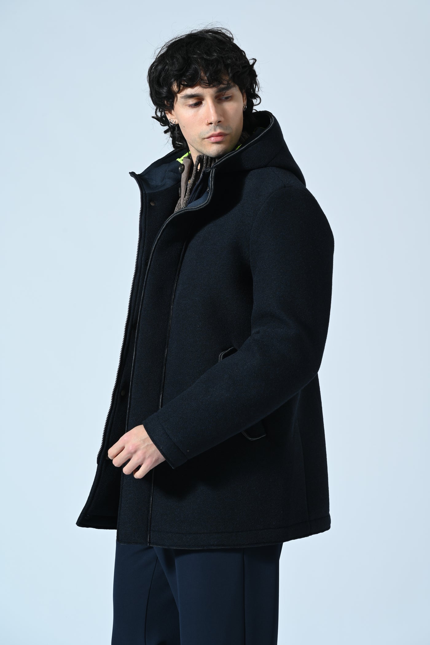 CAPPOTTO CON CAPPUCCIO IN LANA COTTA