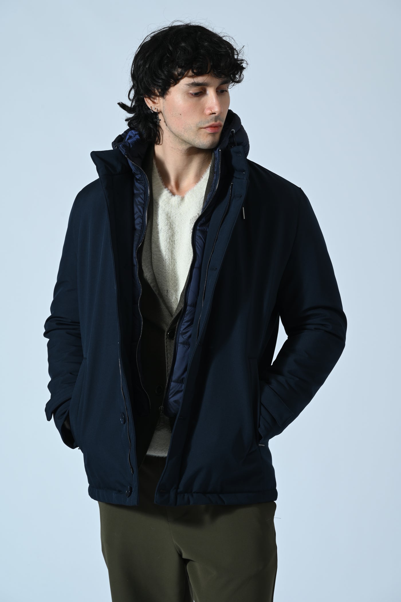 GIACCONE CON PETTORINA E CAPPUCCIO REMOVIBILI