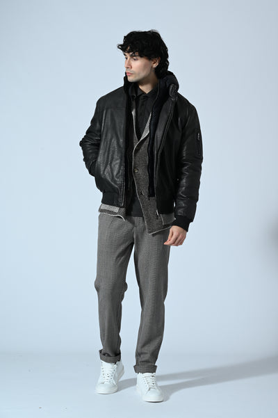 GIUBBINO ECOPELLE CON PETTORINA E CAPPUCCIO REMOVIBILI