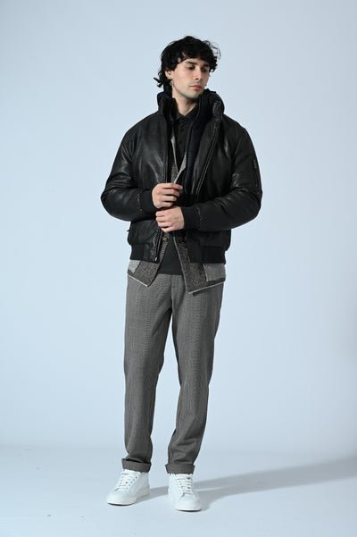 GIUBBINO ECOPELLE CON PETTORINA E CAPPUCCIO REMOVIBILI