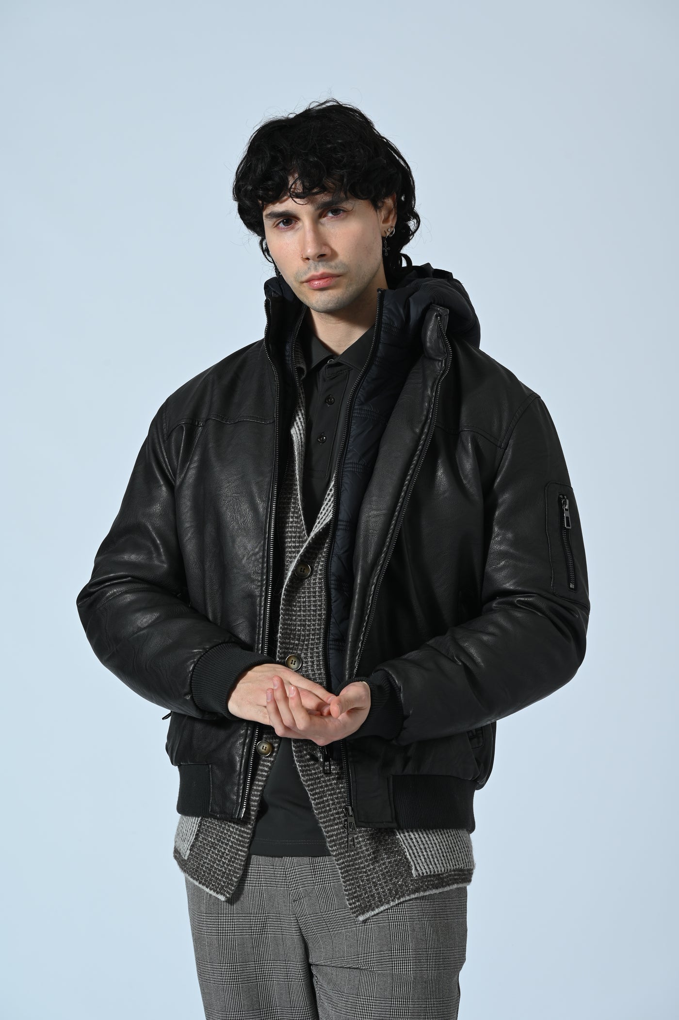 GIUBBINO ECOPELLE CON PETTORINA E CAPPUCCIO REMOVIBILI