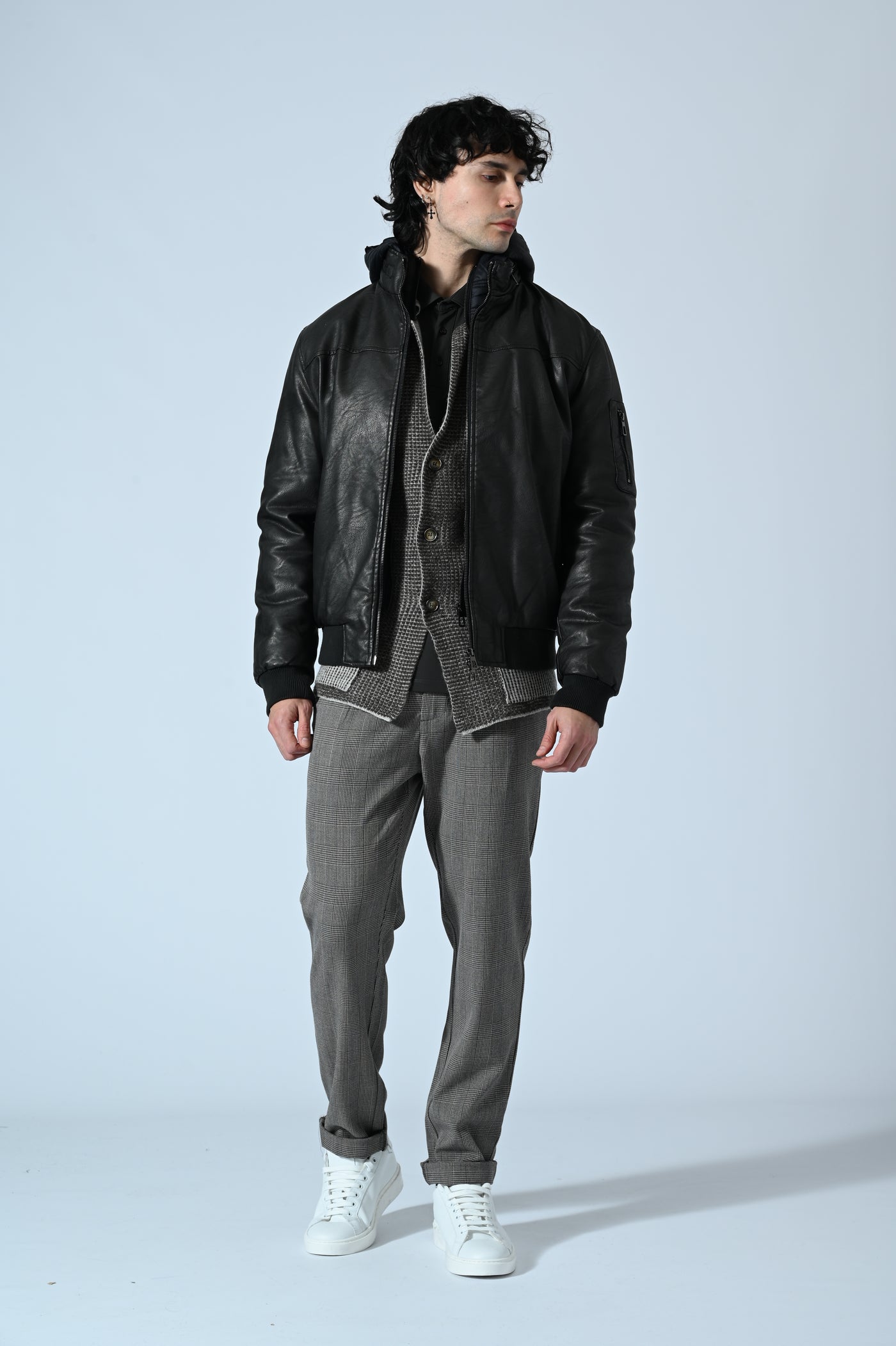 GIUBBINO ECOPELLE CON PETTORINA E CAPPUCCIO REMOVIBILI