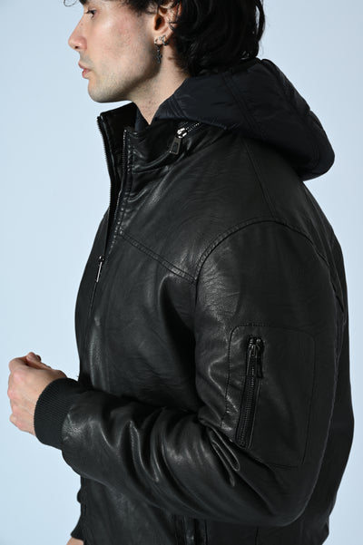 GIUBBINO ECOPELLE CON PETTORINA E CAPPUCCIO REMOVIBILI