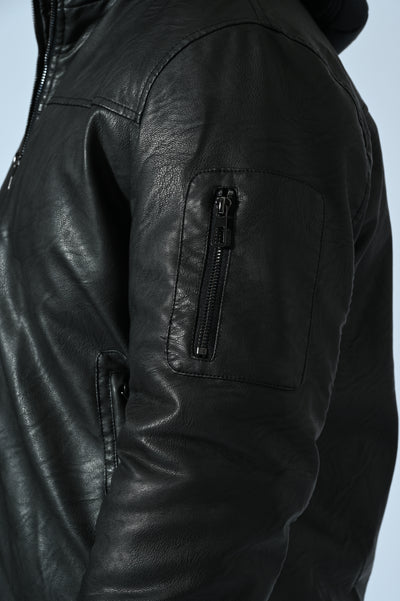 GIUBBINO ECOPELLE CON PETTORINA E CAPPUCCIO REMOVIBILI