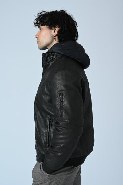 GIUBBINO ECOPELLE CON PETTORINA E CAPPUCCIO REMOVIBILI