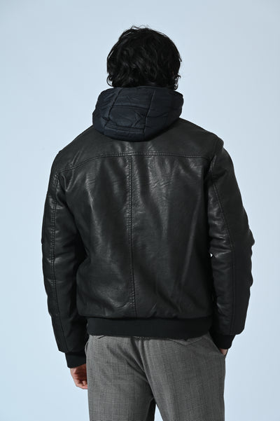 GIUBBINO ECOPELLE CON PETTORINA E CAPPUCCIO REMOVIBILI