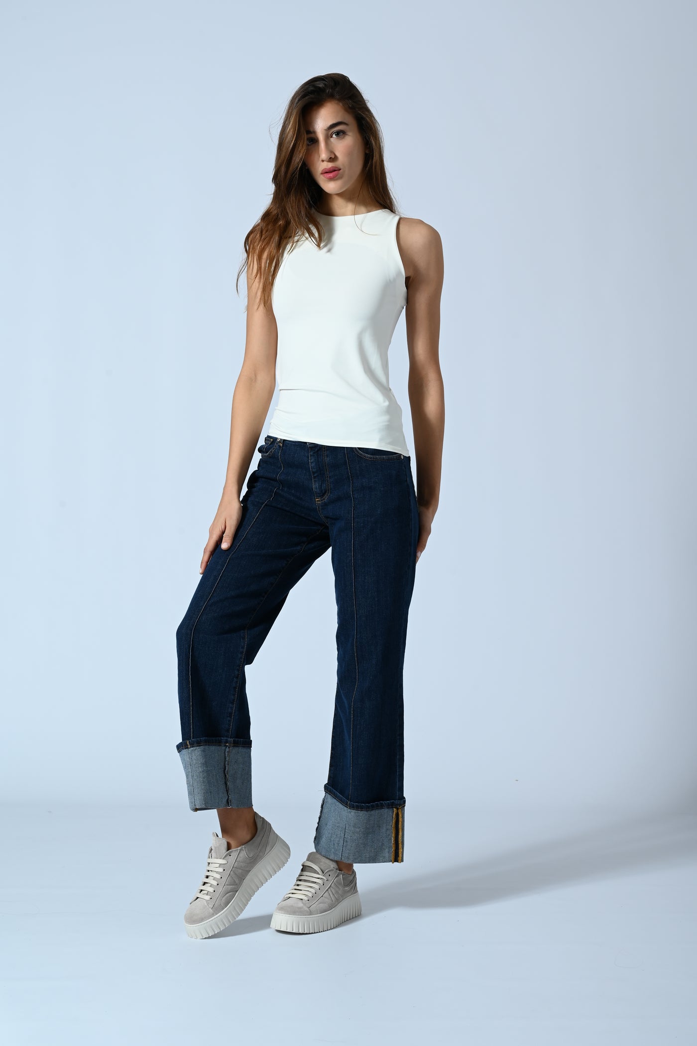 JEANS CROPPED WIDE LEG NERV.