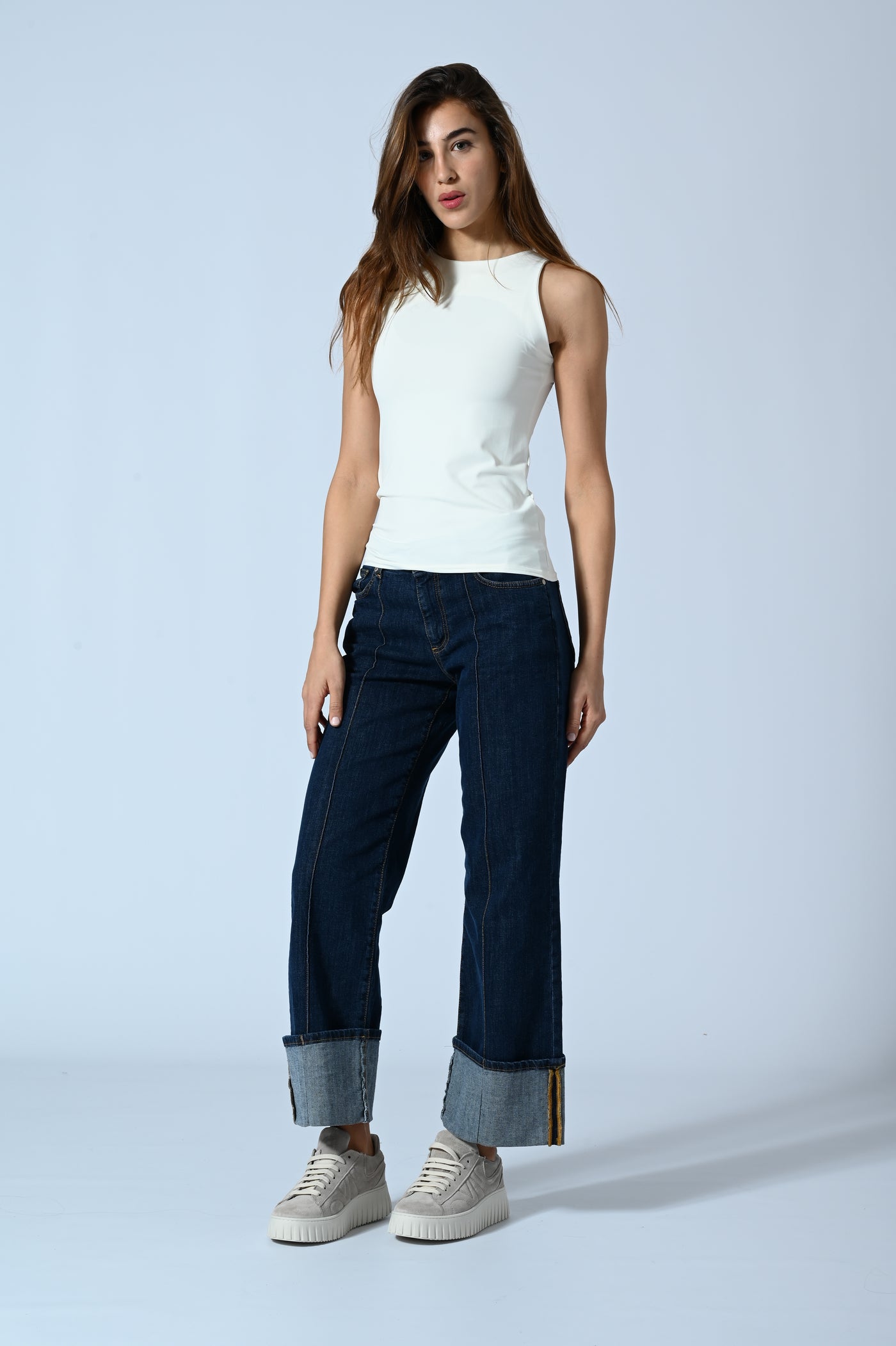 JEANS CROPPED WIDE LEG NERV.