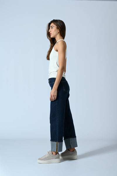 JEANS CROPPED WIDE LEG NERV.