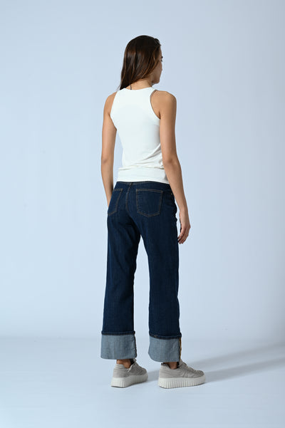 JEANS CROPPED WIDE LEG NERV.