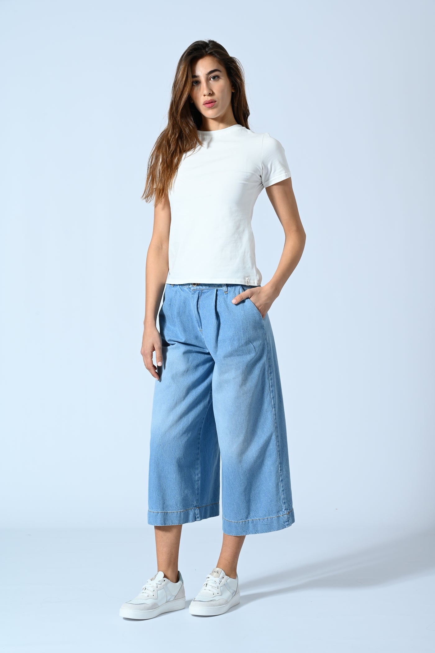 JEANS PINCE PALAZZO CROPPED