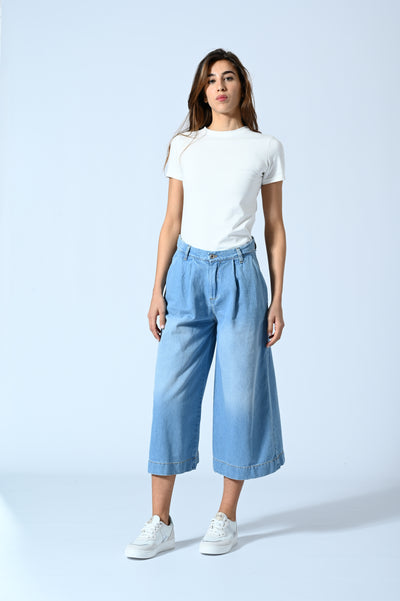 JEANS PINCE PALAZZO CROPPED