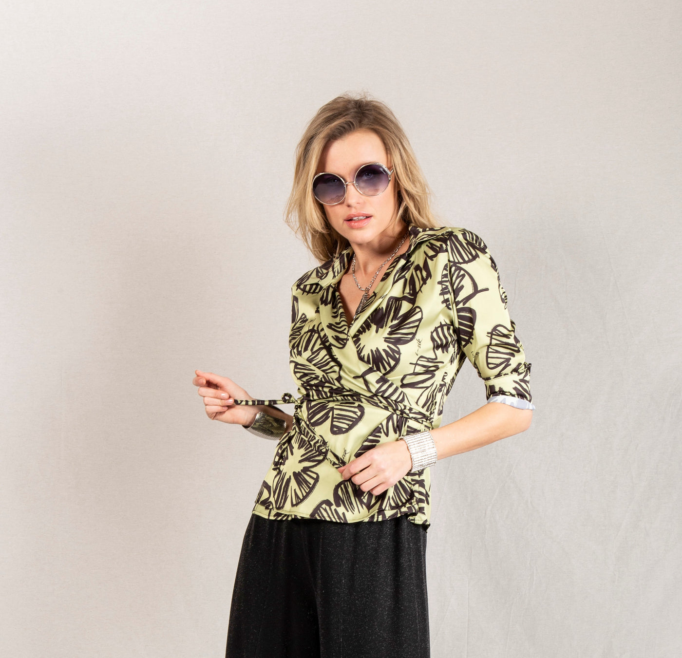 BLUSA INCROCIATA FIORE BICOLOR