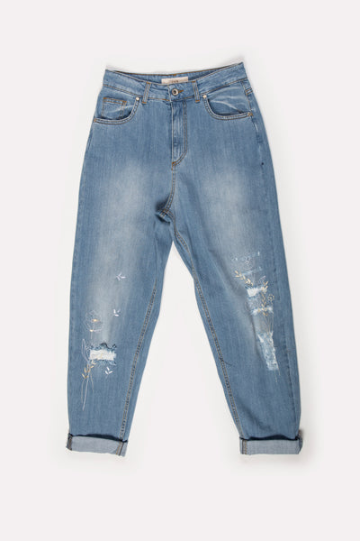 JEANS BOY-FIT RICAMO ROTTURE