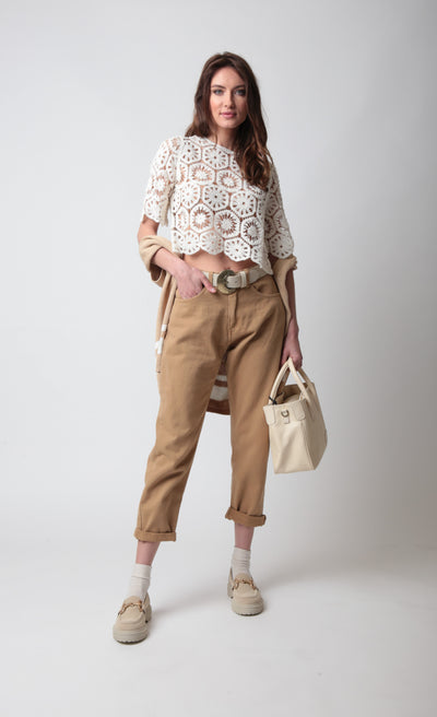 MAGLIA PIZZO COTONE FRANGE